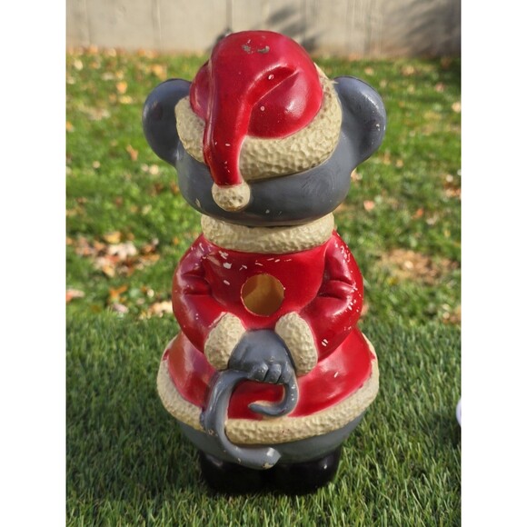 HTF Vtg Christmas Blow Mold Union Products Gray Santa Mouse (New Cord & LED Bulb - Picture 8 of 12